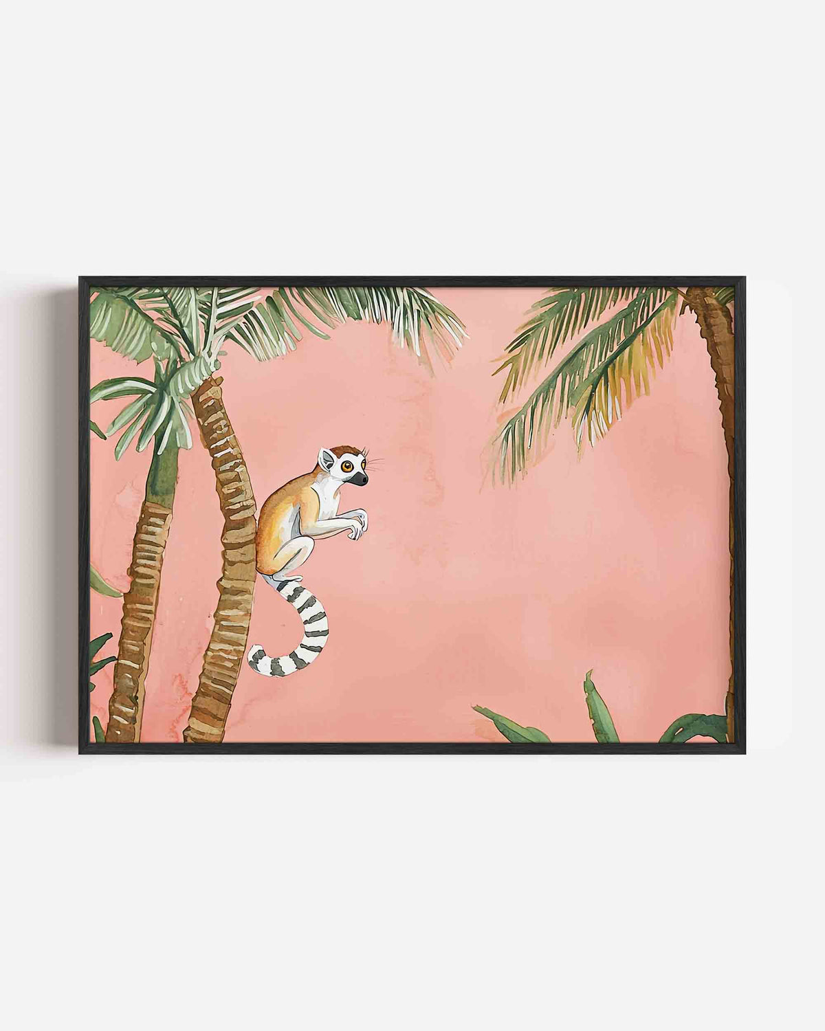 Lemur en palmbomen – dieren landscape poster als wanddecoratie