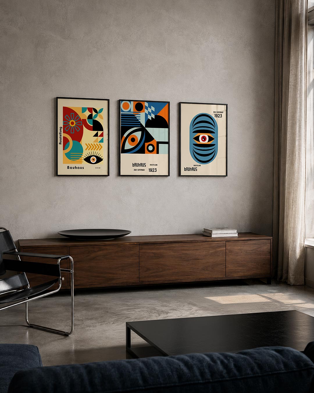 Vormen en kleurvlakken posterset – tweede productweergave – deze posterset in drie delen toont een levendig spel van cirkels