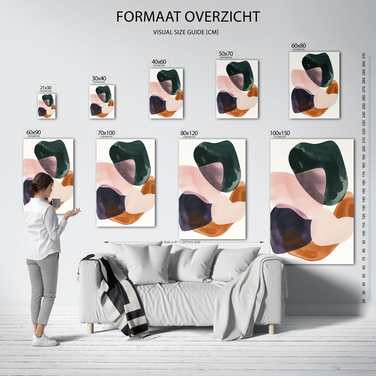 Abstracte vormen – staande muurposter voor een modern interieur