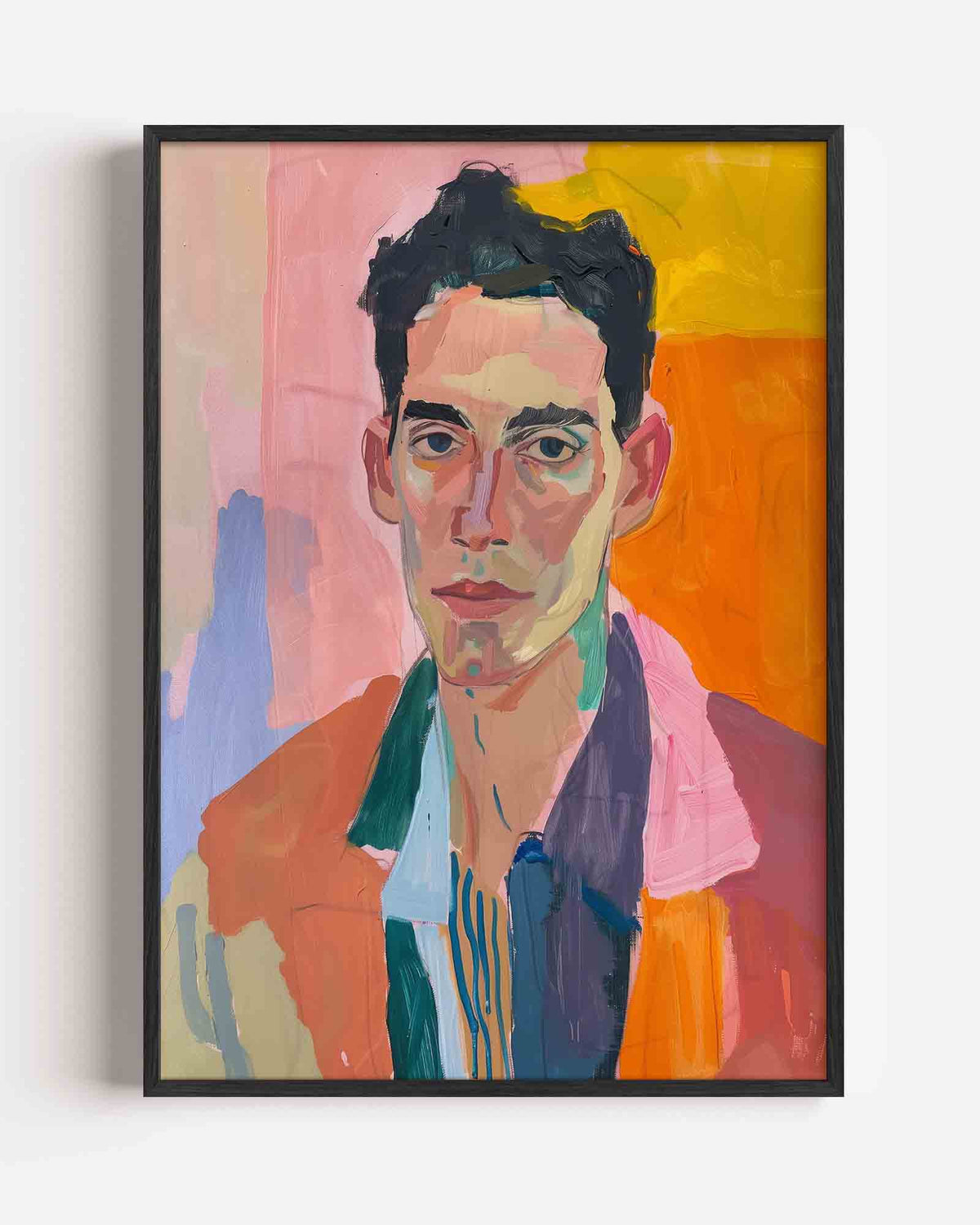 Portret met kleurrijke achtergrond – hedendaagse illustratie portret poster als wanddecoratie