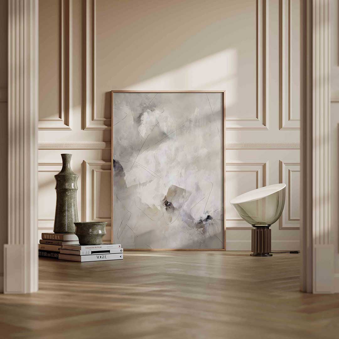 Abstracte lijnen en vormen – staande abstracte textuur wanddecoratie van WallArtistic