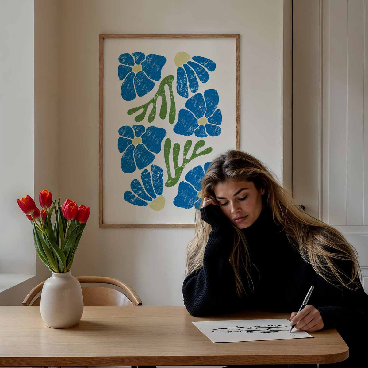 Bloemenpracht Wanddecoratie – bloemen poster als moderne staande wanddecoratie