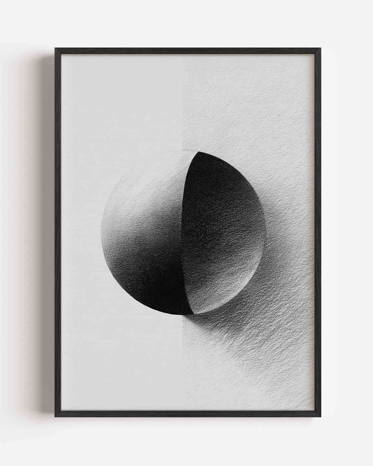 Zwart wit bol – abstracte portret poster als wanddecoratie