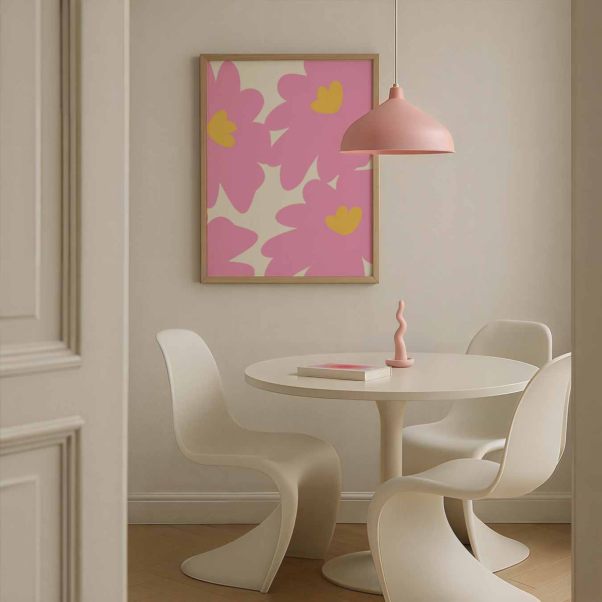 Roze Bloemen Abstract – bloemen poster in staand formaat