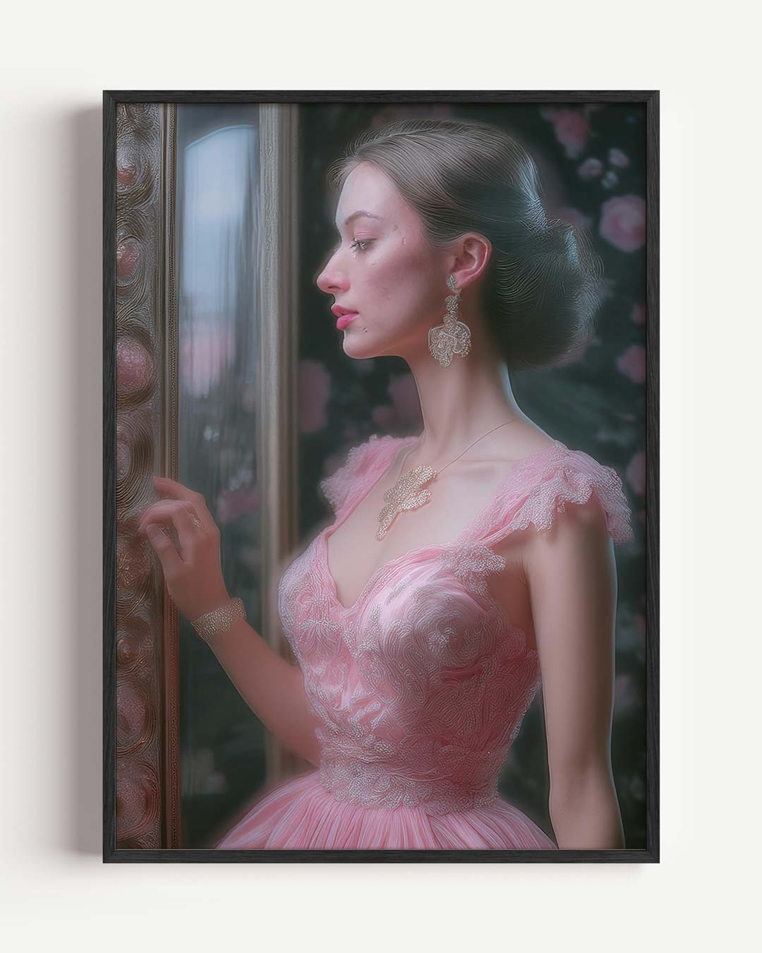 Dromerige Elegantie in Roze – paas portret poster als wanddecoratie