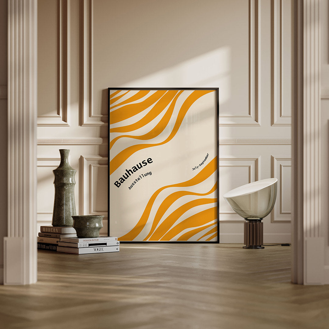 Golvend lijnenspel – moderne Bauhaus wandkunst als poster