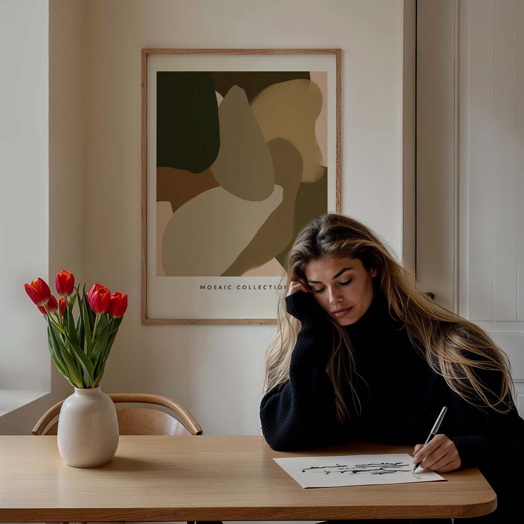 Abstracte Aardetinten Kunstposter – staande keuken wanddecoratie van WallArtistic
