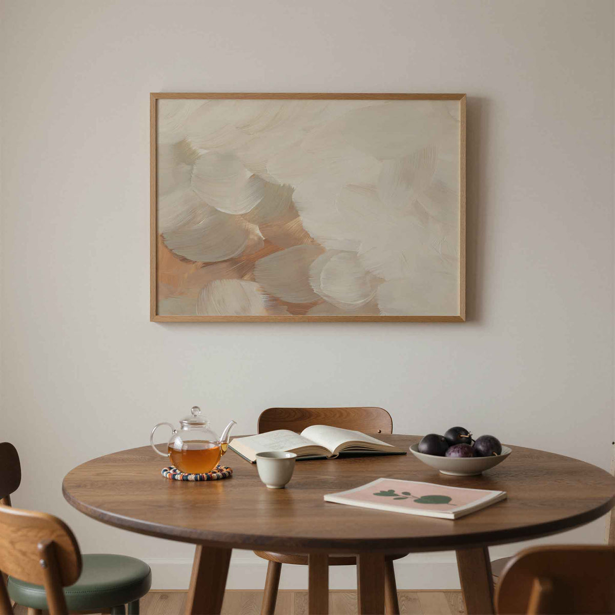 Abstracte penseelstreken – liggende schilderkunst wanddecoratie van WallArtistic