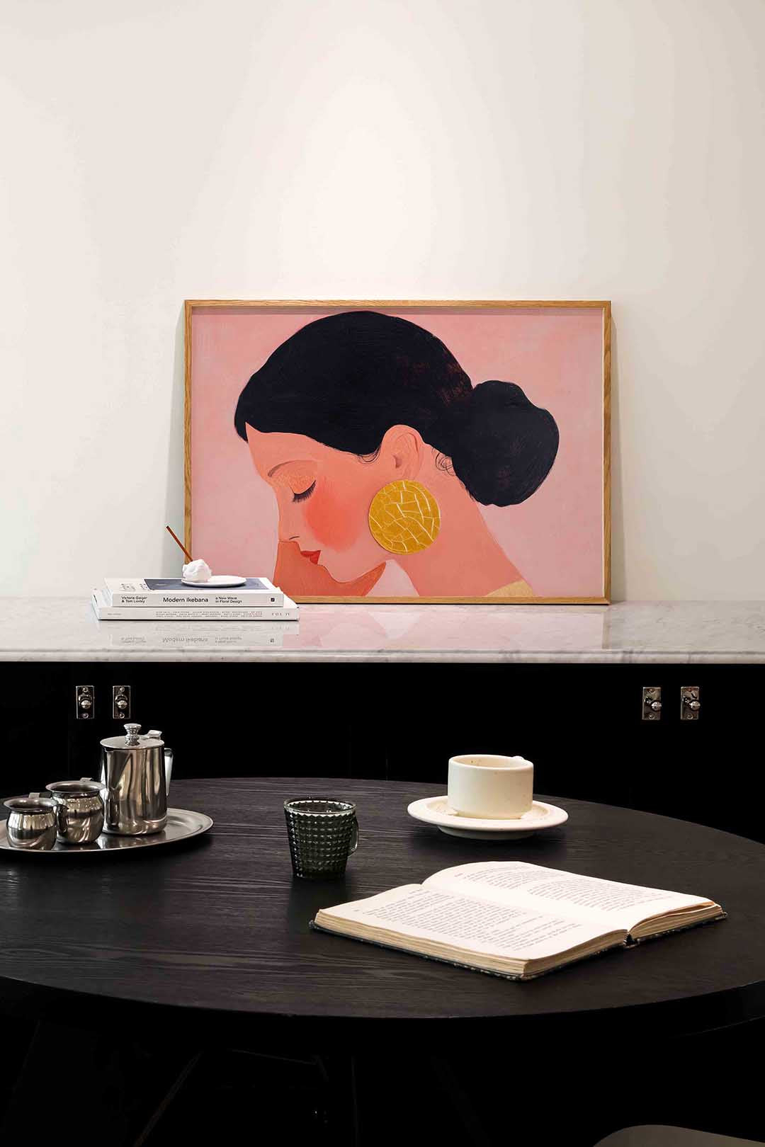 Vrouw met gouden oorbel – portret poster in liggend formaat
