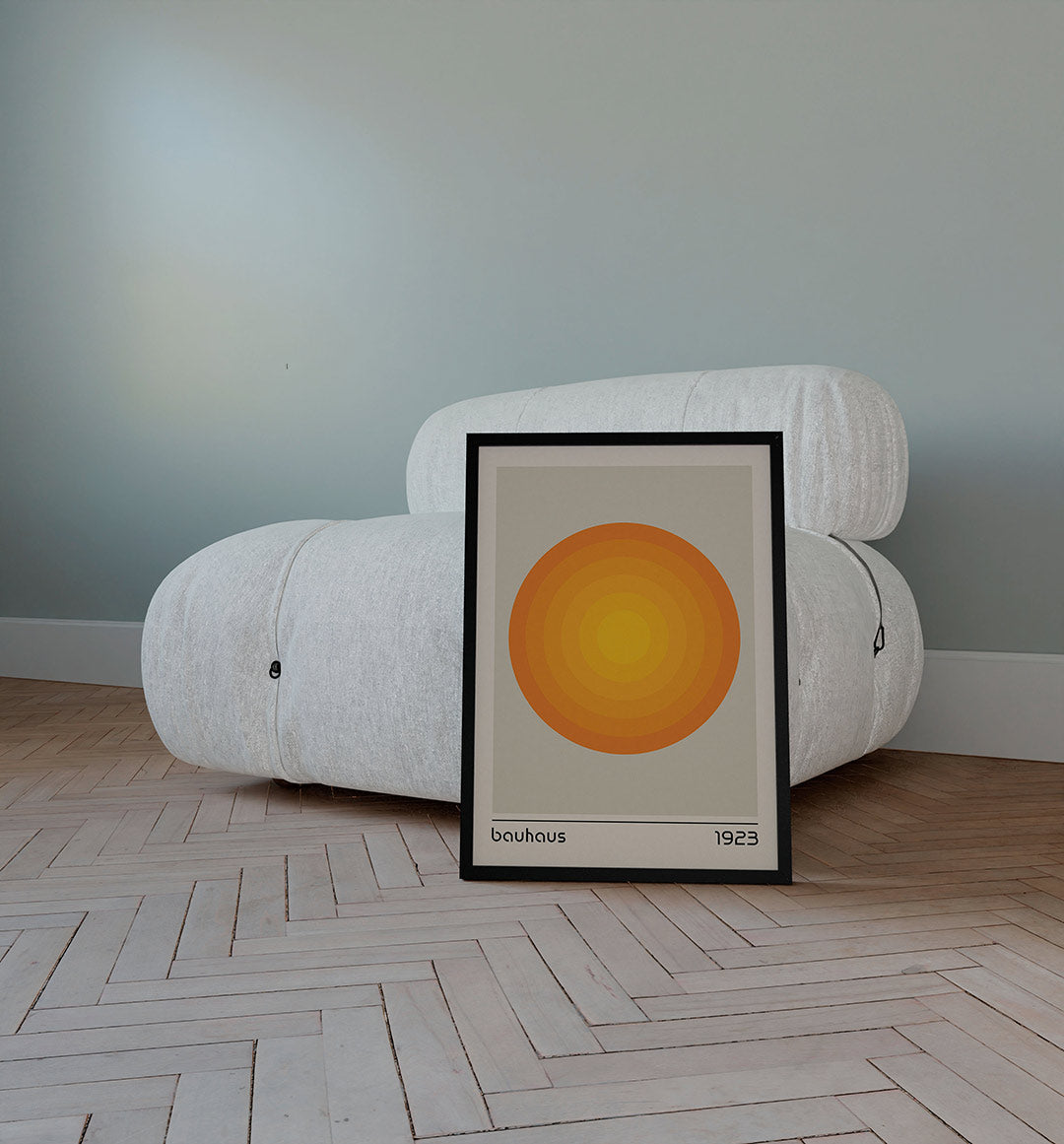 Cirkelvormen en kleur – staande Bauhaus poster voor aan de muur