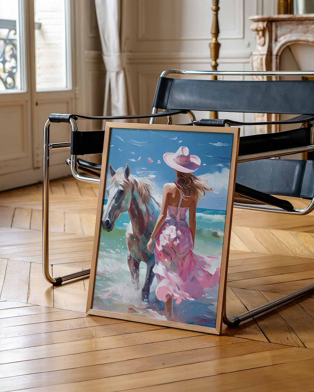 Strandavontuur met Paarden – staande muurposter voor Pasen