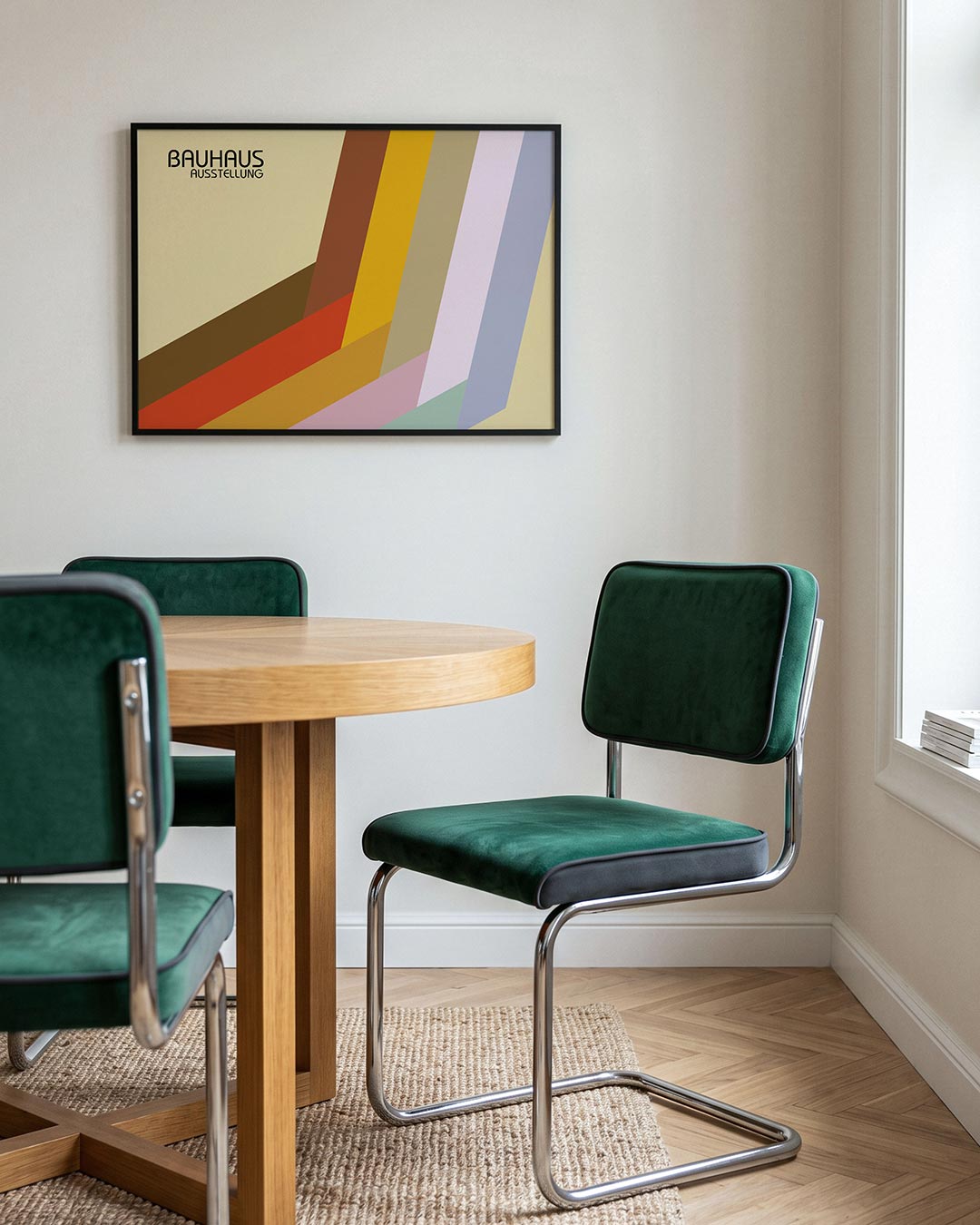 Vorm en kleurvlakken – liggende Bauhaus poster voor aan de muur