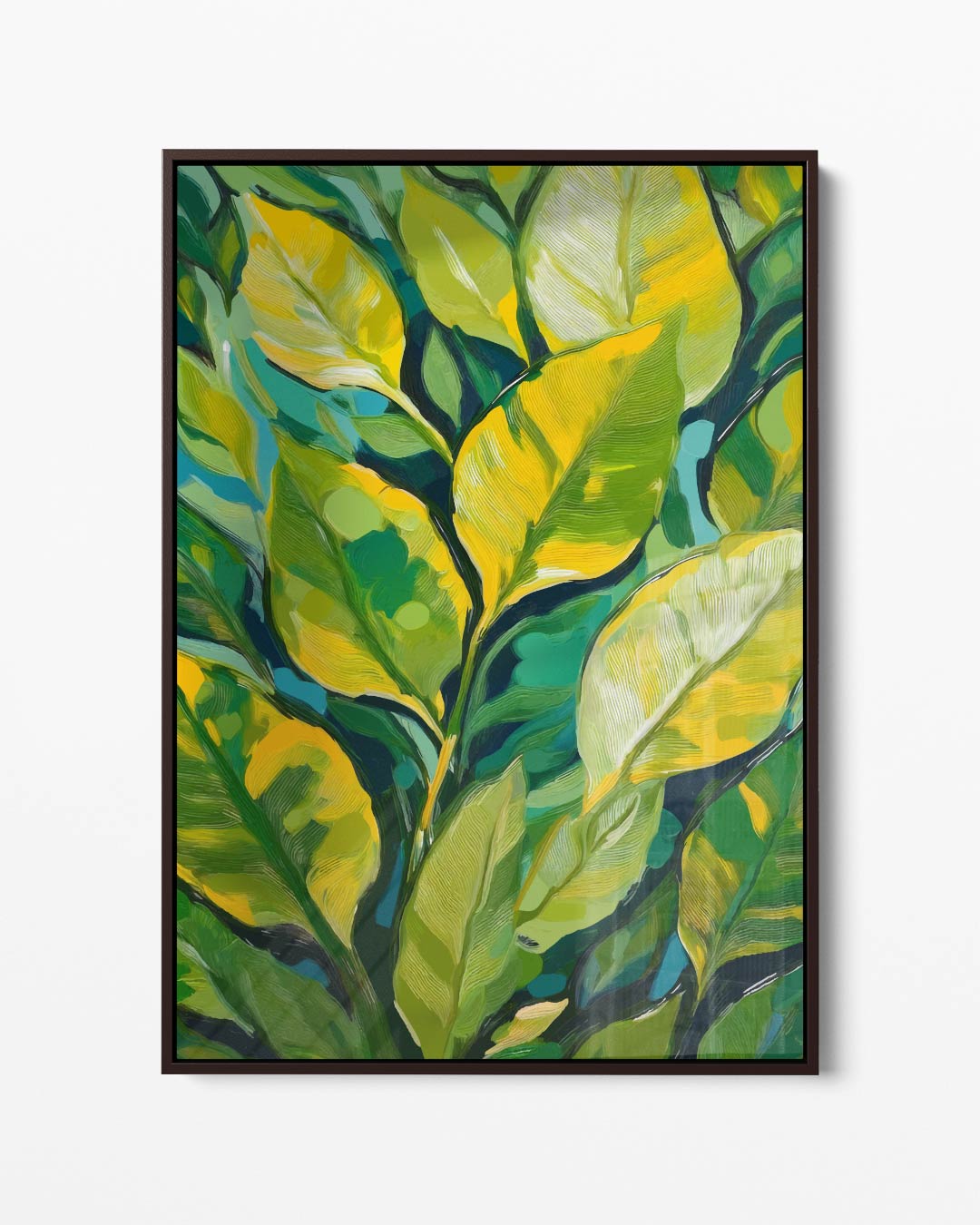 Groene Bladeren Sfeer – portret kunstwerk als wanddecoratie