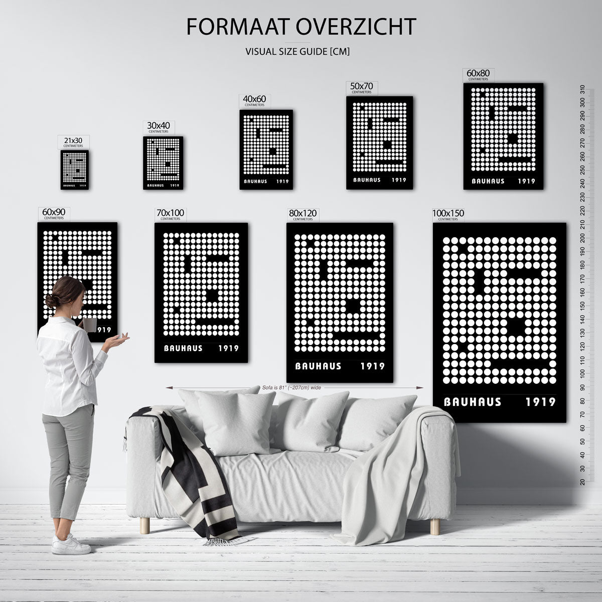 Cirkelpatroon en tekst – geometrische poster in Bauhaus-stijl van WallArtistic