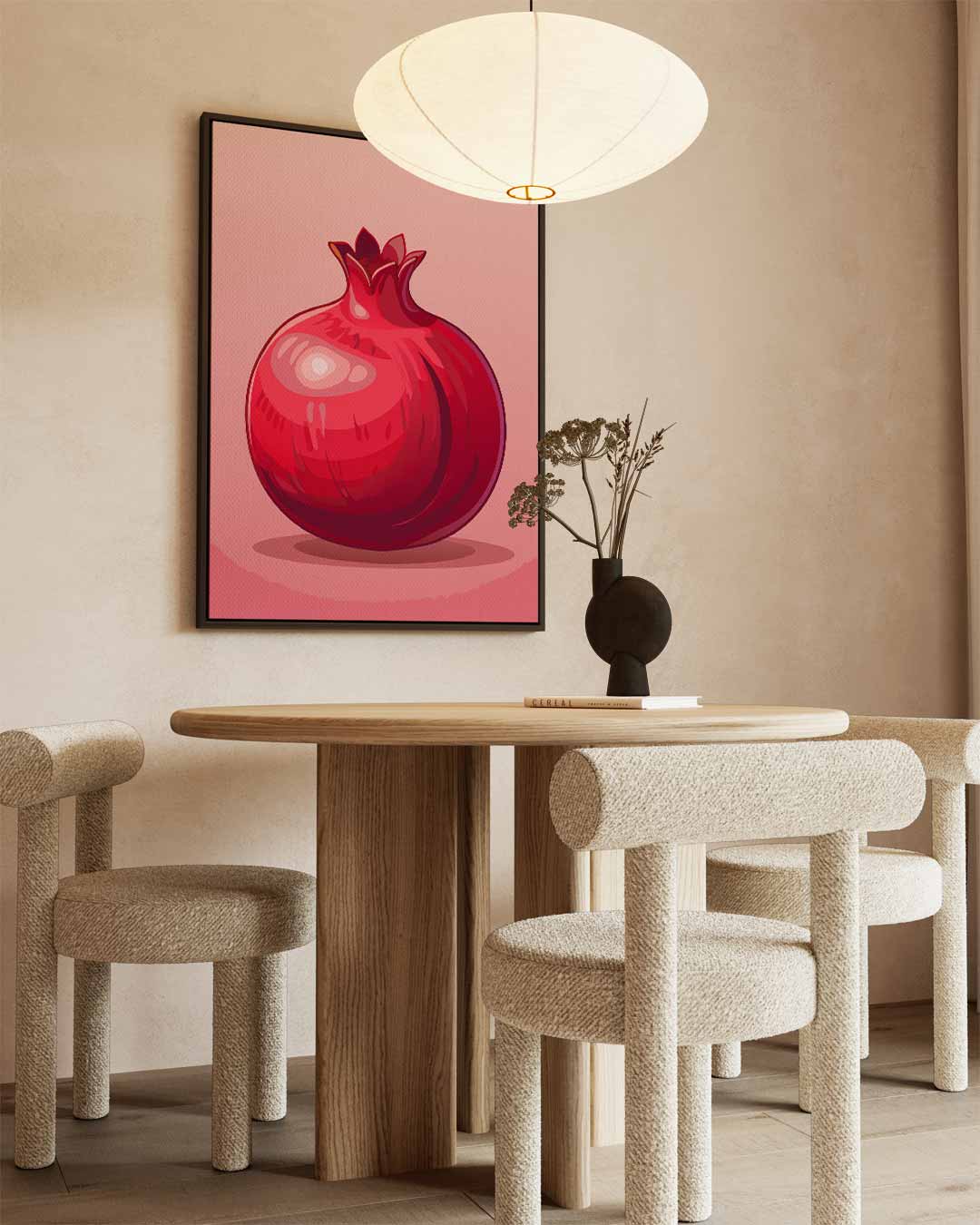 Stijlvolle Granaatappel Illustratie – canvas wanddecoratie in portret formaat