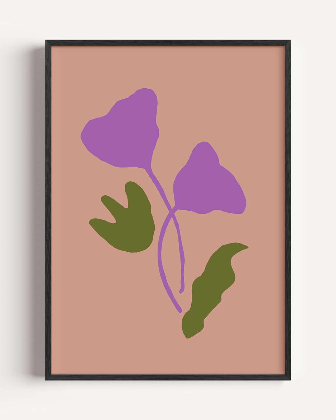 Botanische Kunstposter met Paarse Bloem – bloemen portret poster als wanddecoratie