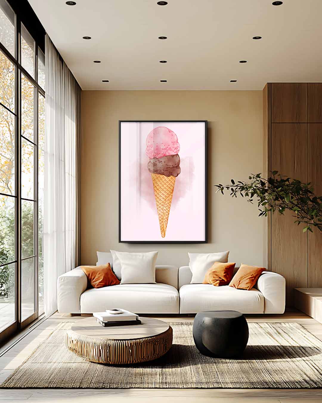 Zomerse IJshoorn Aquarel – staand kunstwerk voor modern interieur