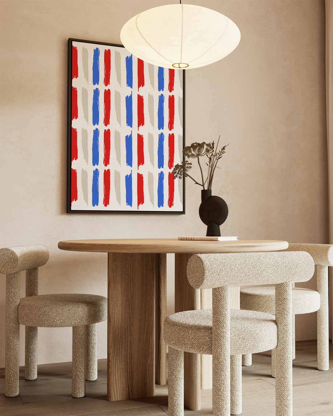 Kleurrijke Strepen – kunstwerk met zwarte baklijst