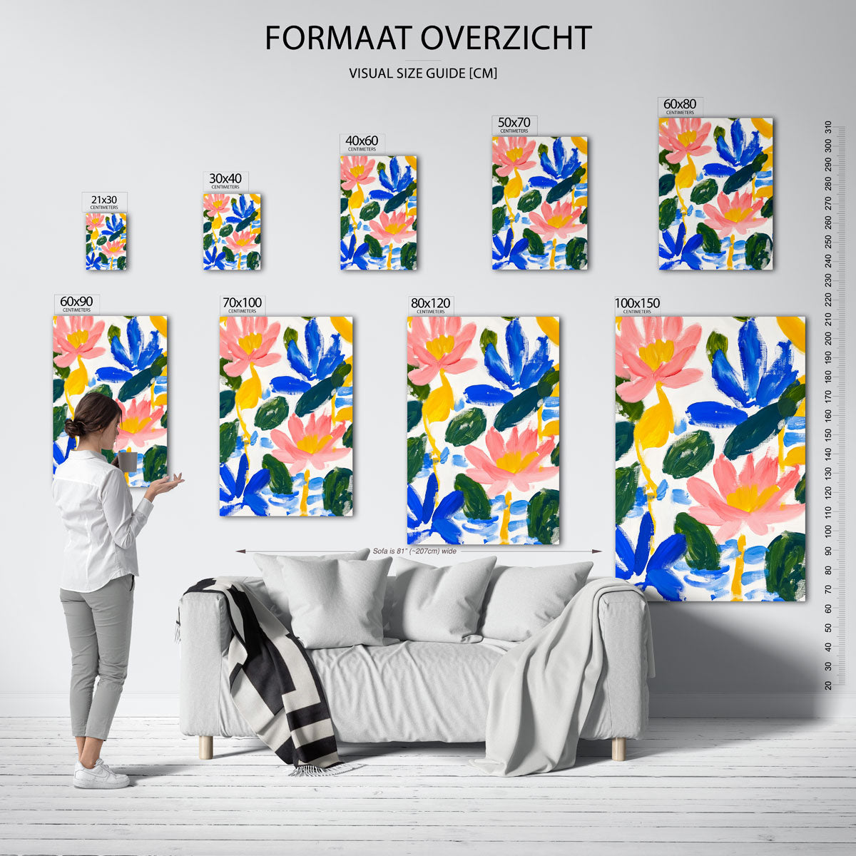 Bloemen en bladeren – staande muurposter met bloemen