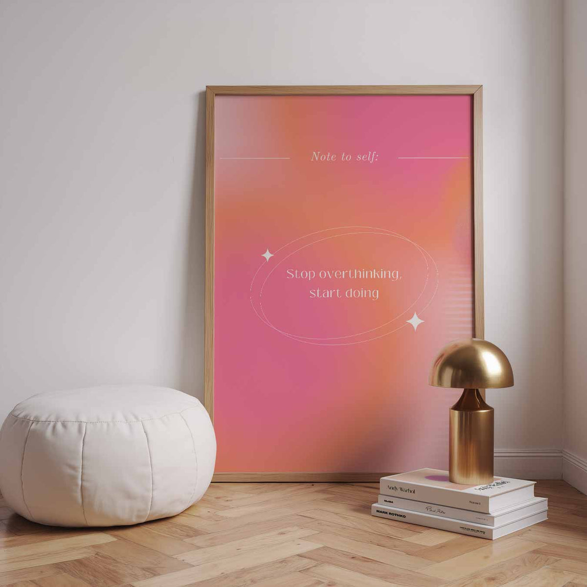 Inspirerende Motivatie poster "Stop Overthinking" – staande muurposter met mindful uitstraling