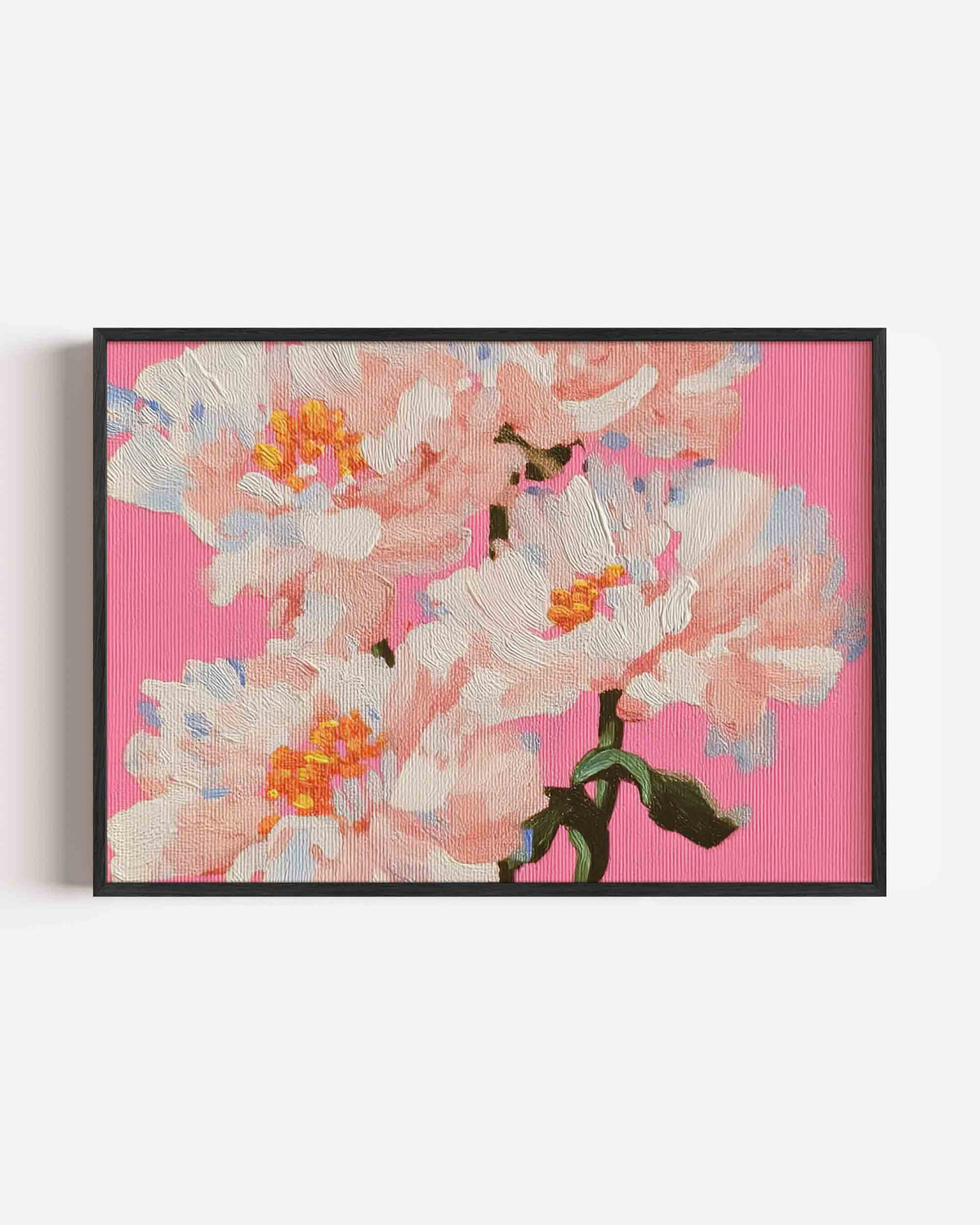 Bloemen op roze – bloemen landscape poster als wanddecoratie