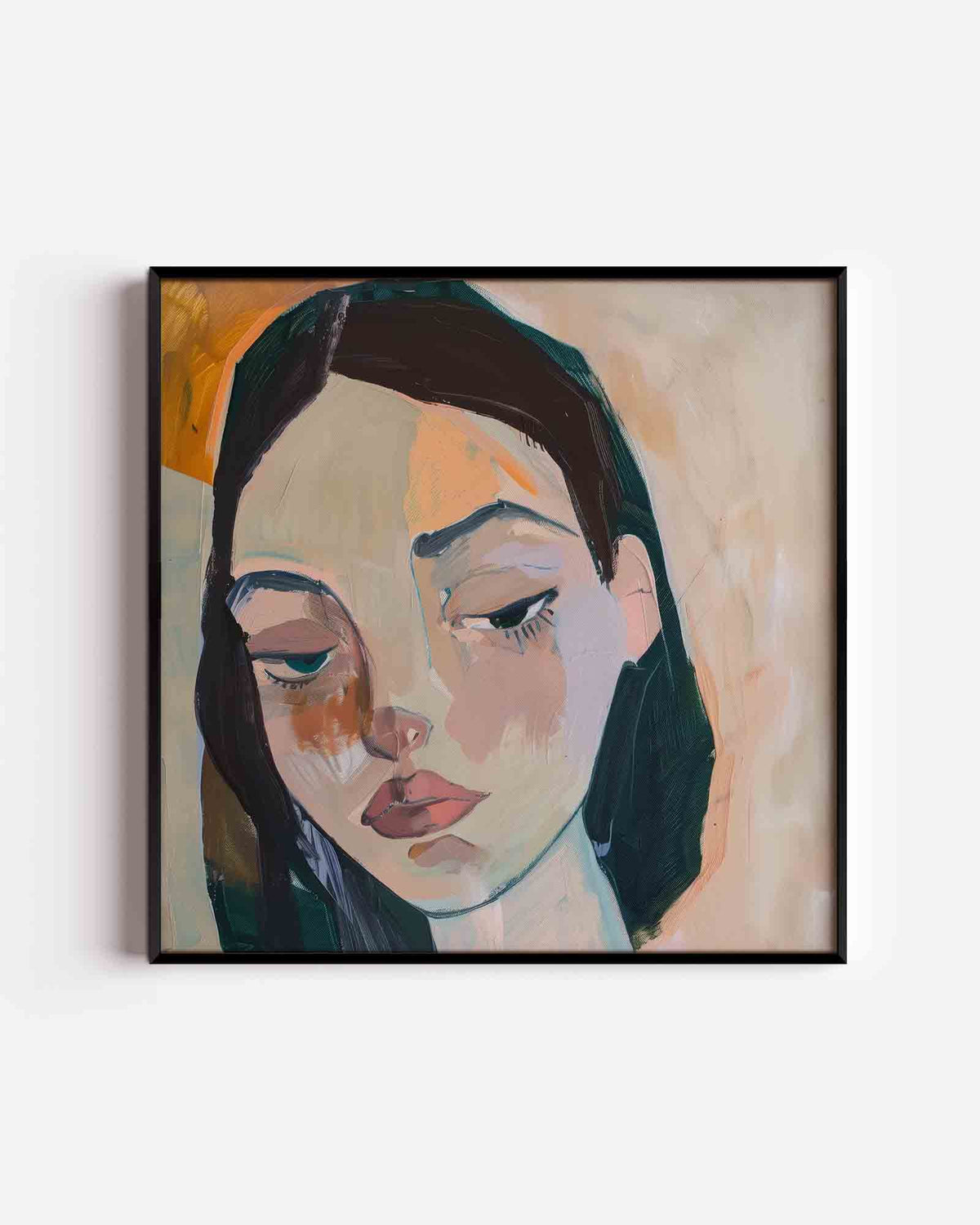 Vrouwelijk portret – design vierkante poster als wanddecoratie