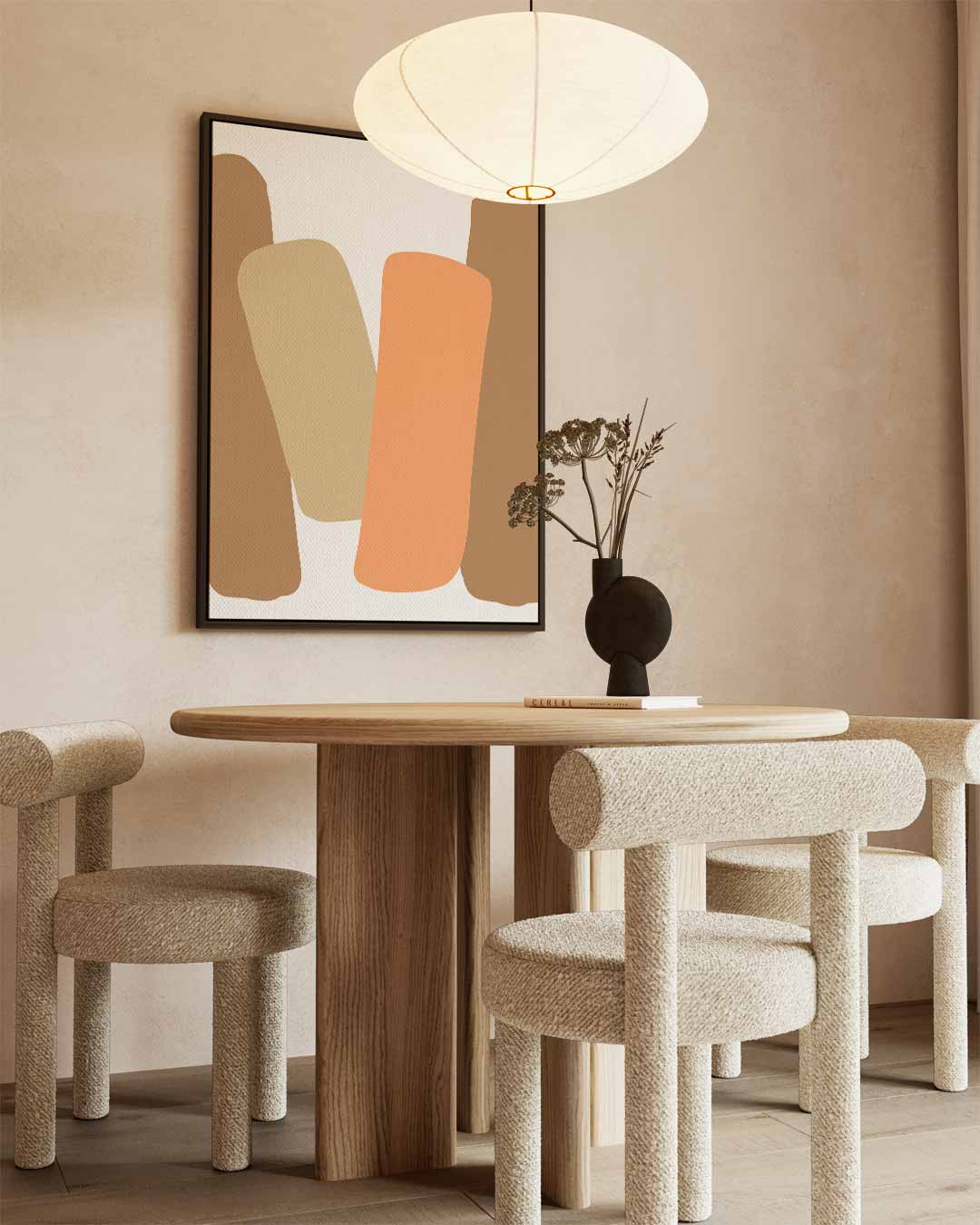 Zachte Harmonie – kunstwerk met zwarte baklijst