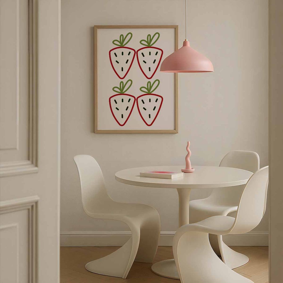 Vrolijke Aardbei Illustratie – culinaire wandkunst als portret poster