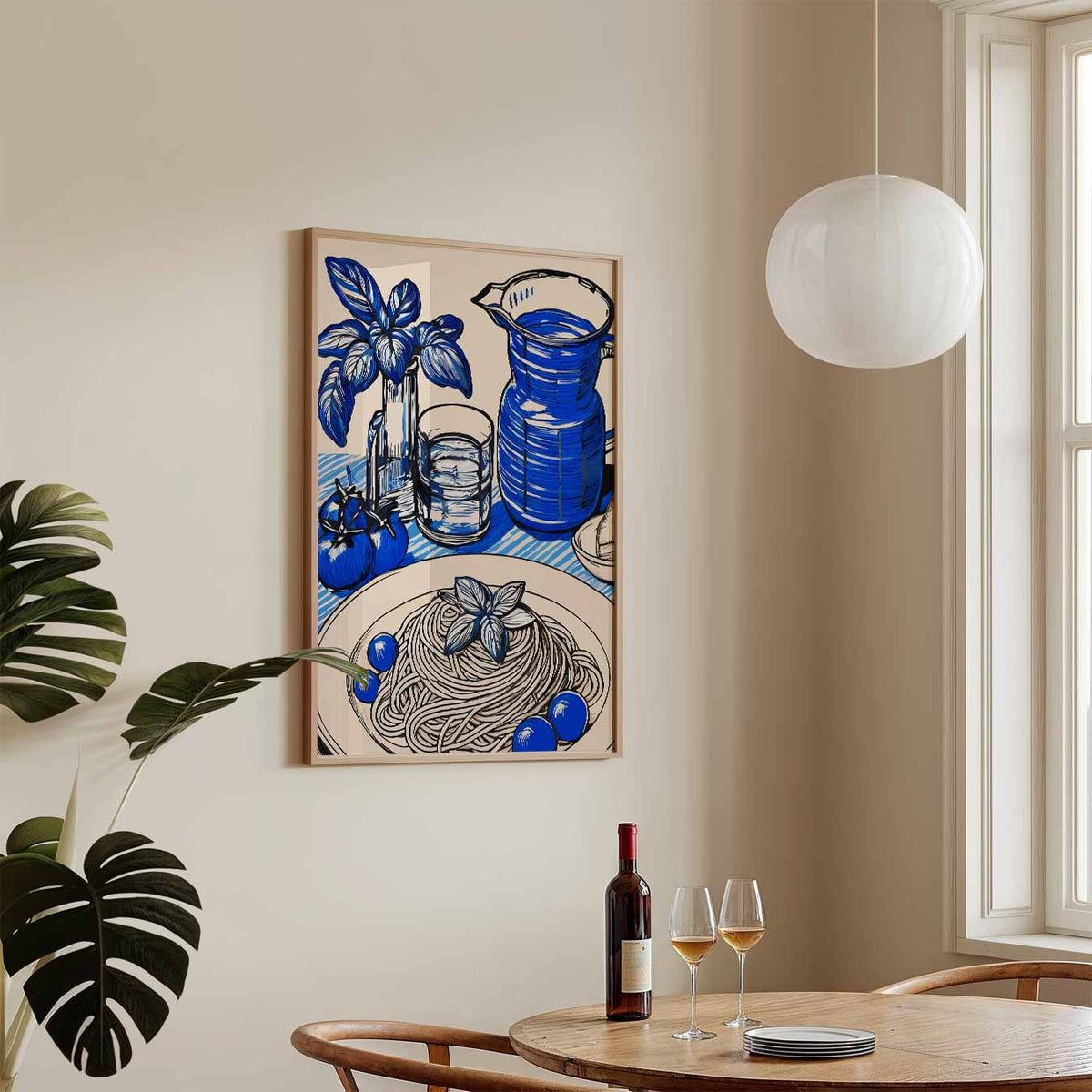 Stijlvolle Keukenposter met Blauwe Accenten – keukenposter in staand formaat