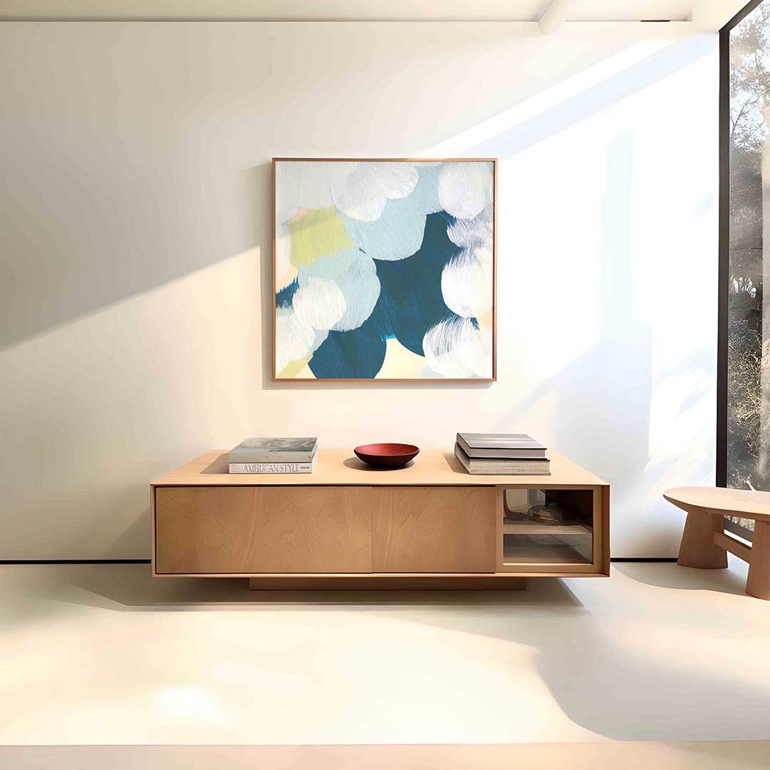 Abstracte penseelstreken – vierkante schilderkunst wanddecoratie van WallArtistic
