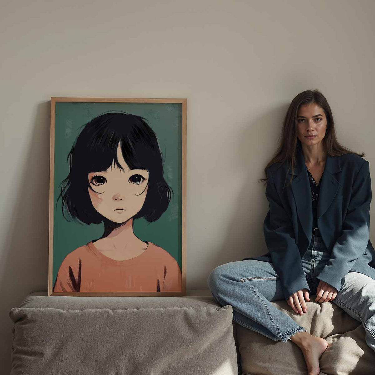 Dromerige Anime Portretposter – Streetart wandkunst als portret poster