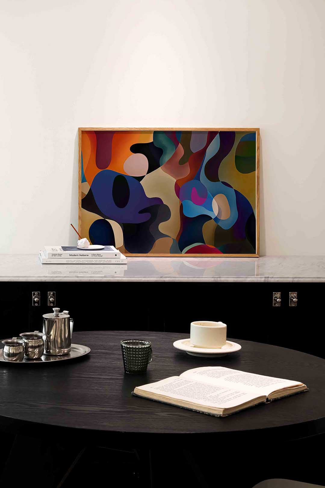 Vloeiende vormen – abstracte poster in liggend formaat