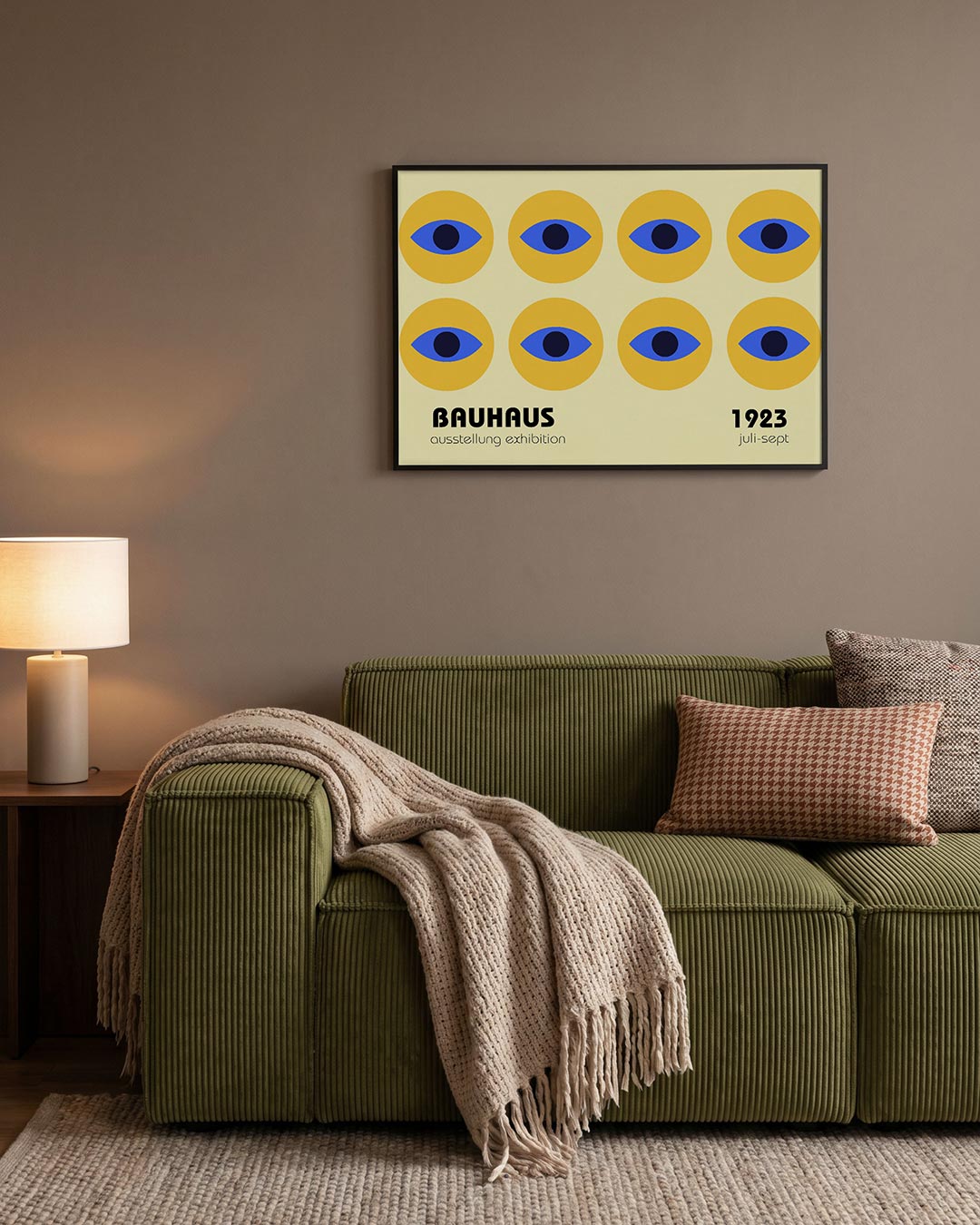 Oogvormen herhaling – geometrische Bauhaus poster in liggend formaat
