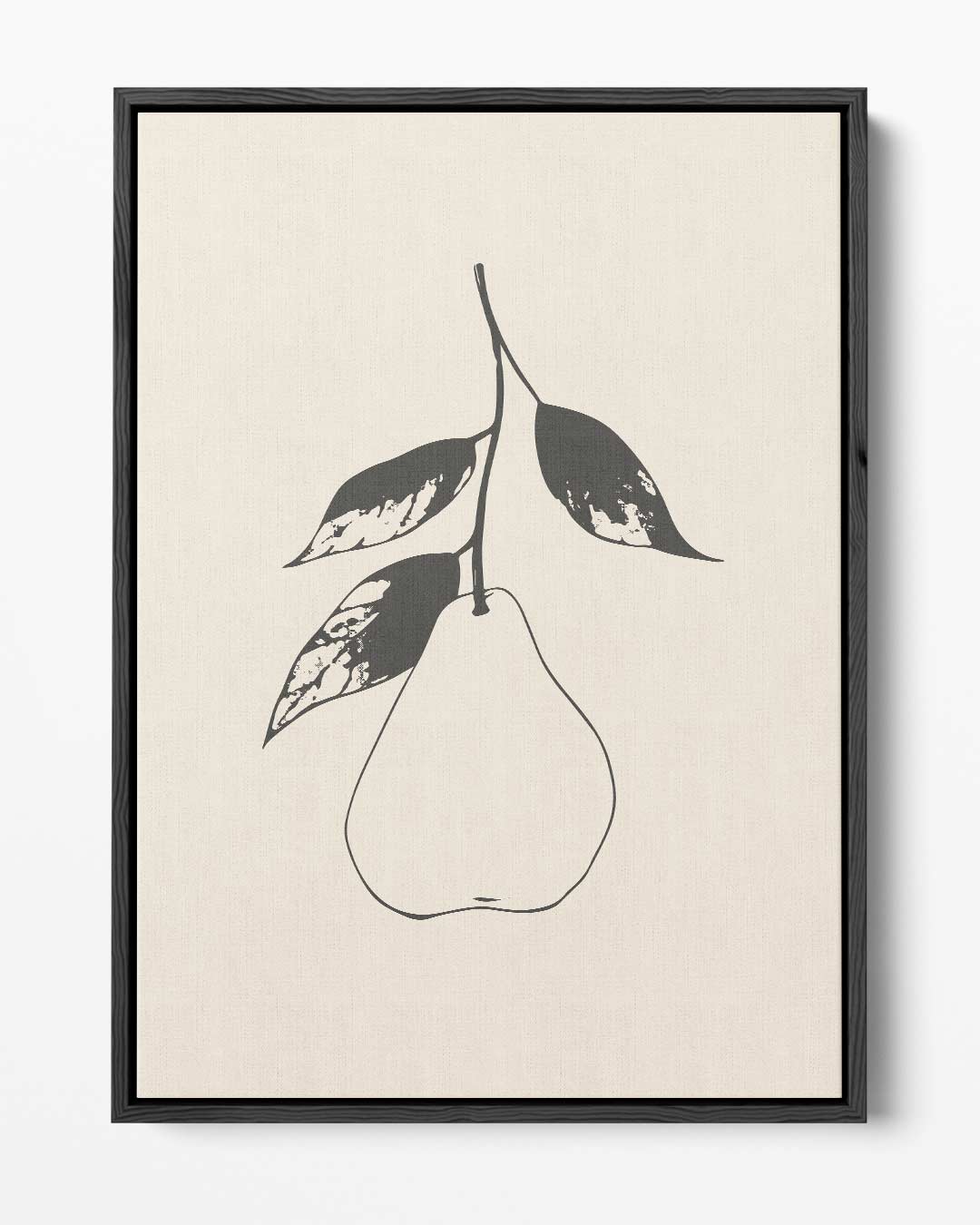 Minimalistische Peer met Bladeren – portret kunstwerk als wanddecoratie