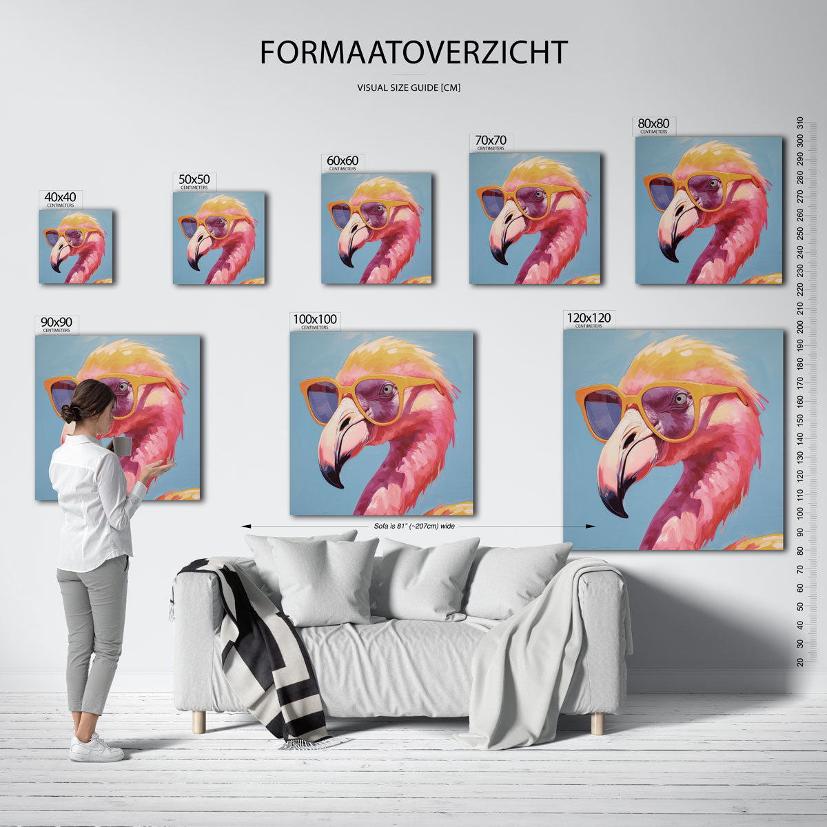 Flamingo met zonnebril – vierkante muurposter met dierenthema