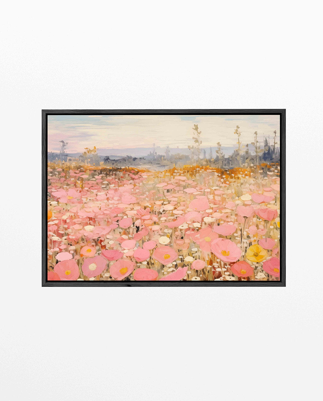 Bloemenveld in pastel – liggend bloemen kunstwerk