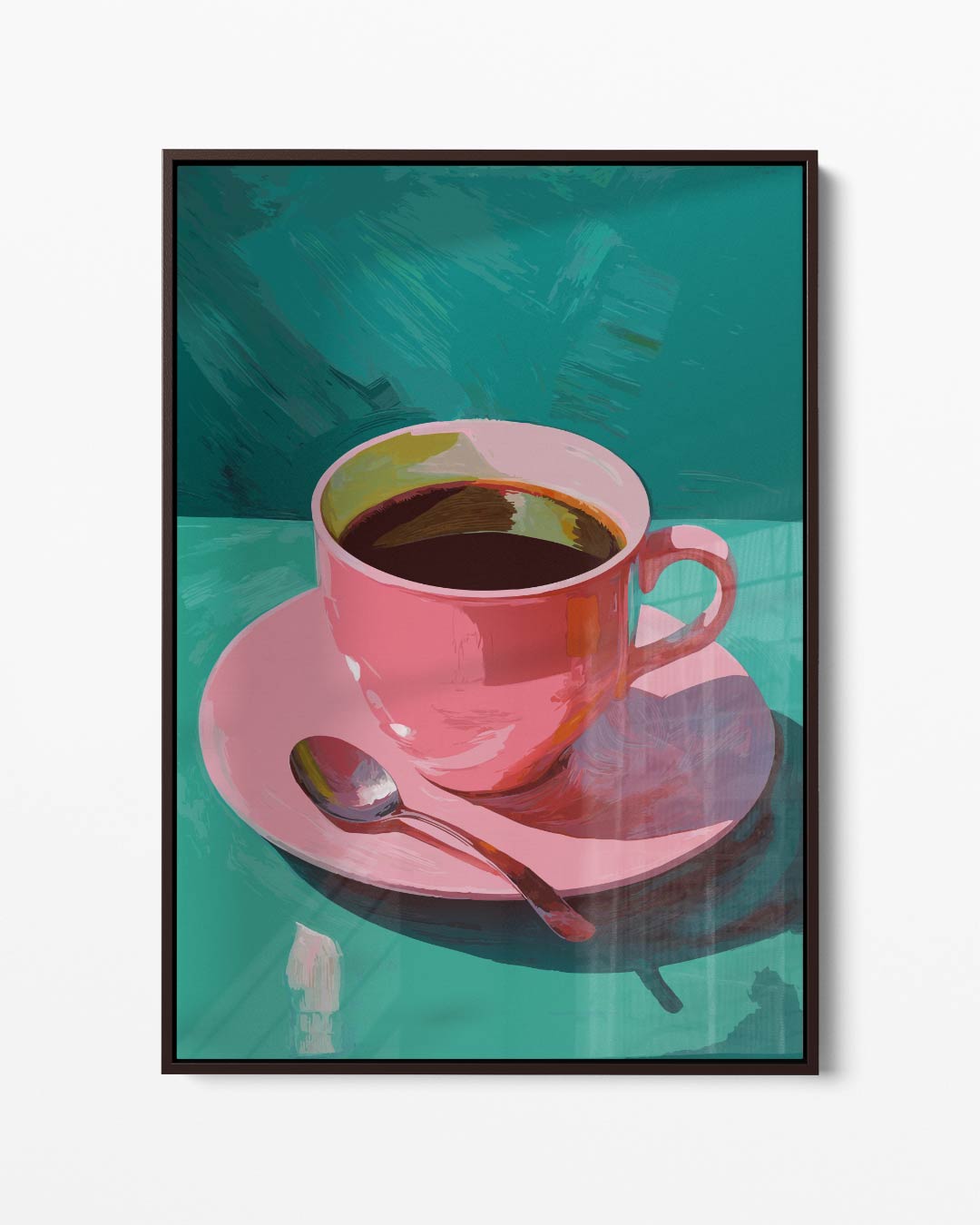 Roze Koffiekop Kunstwerk – portret kunstwerk als wanddecoratie