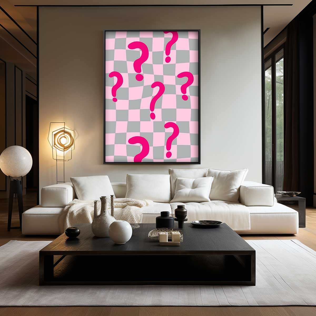 Verwrongen Vraagtekens – modern portret kunstwerk van WallArtistic