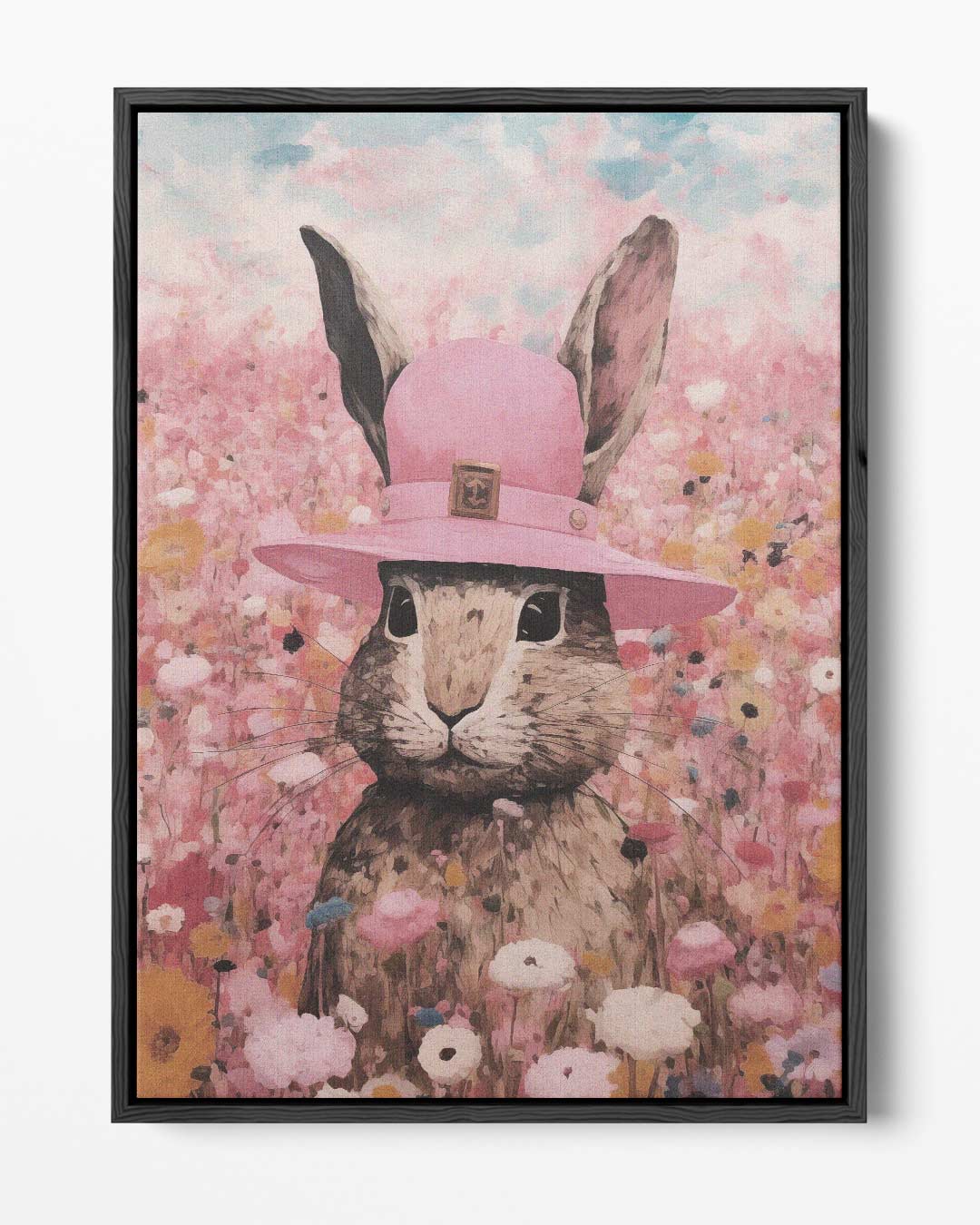 Konijn in Bloemenparadijs – portret kunstwerk als wanddecoratie