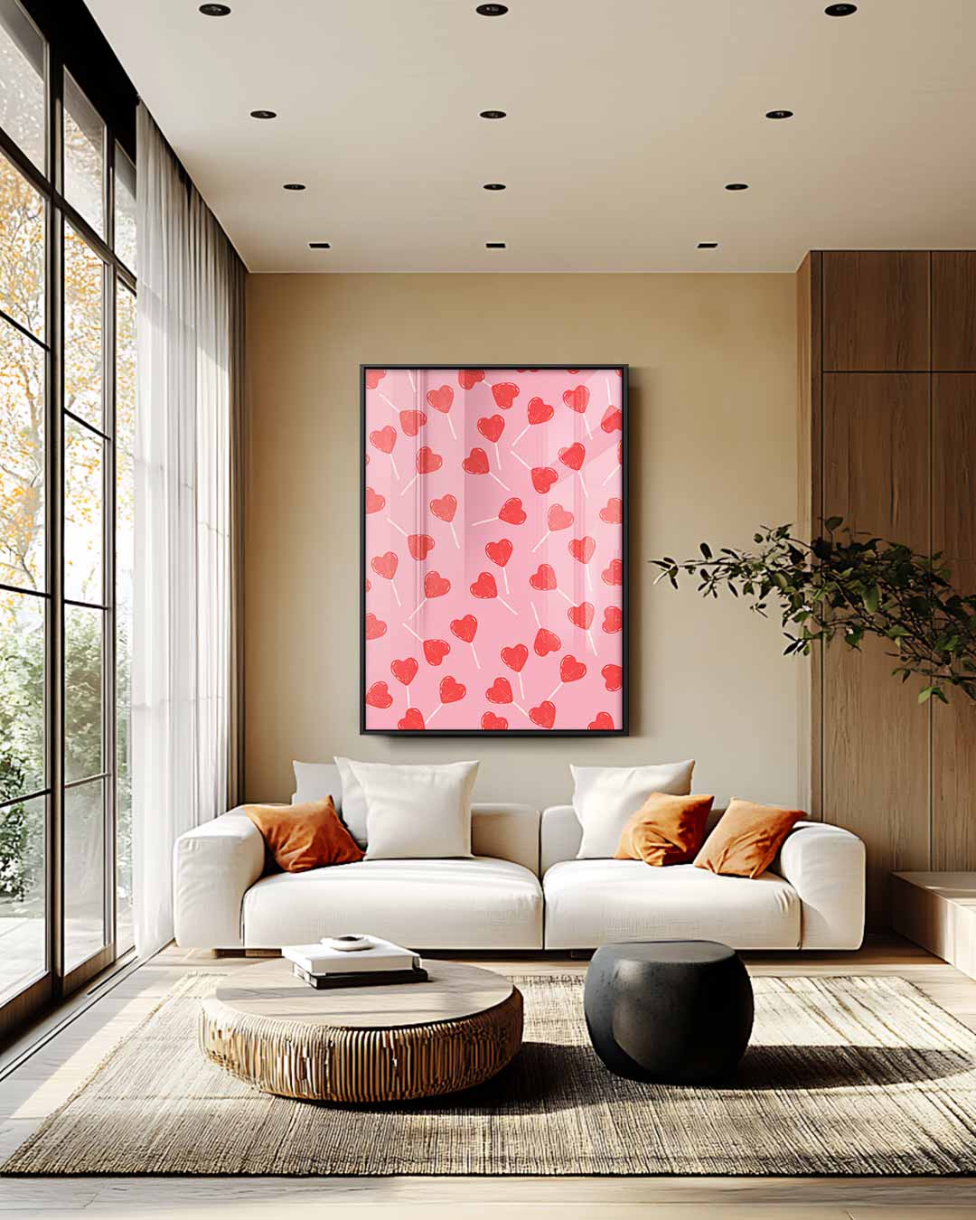 Liefdevolle Hartjes Lollypatroon – staand kunstwerk voor modern interieur