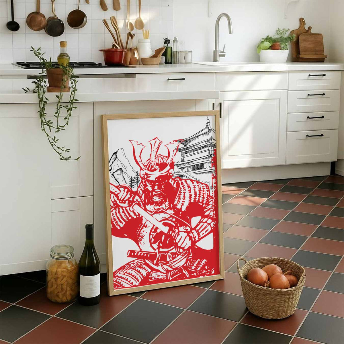 Samurai Krijger Kunstposter – staande muurposter met zomerse uitstraling