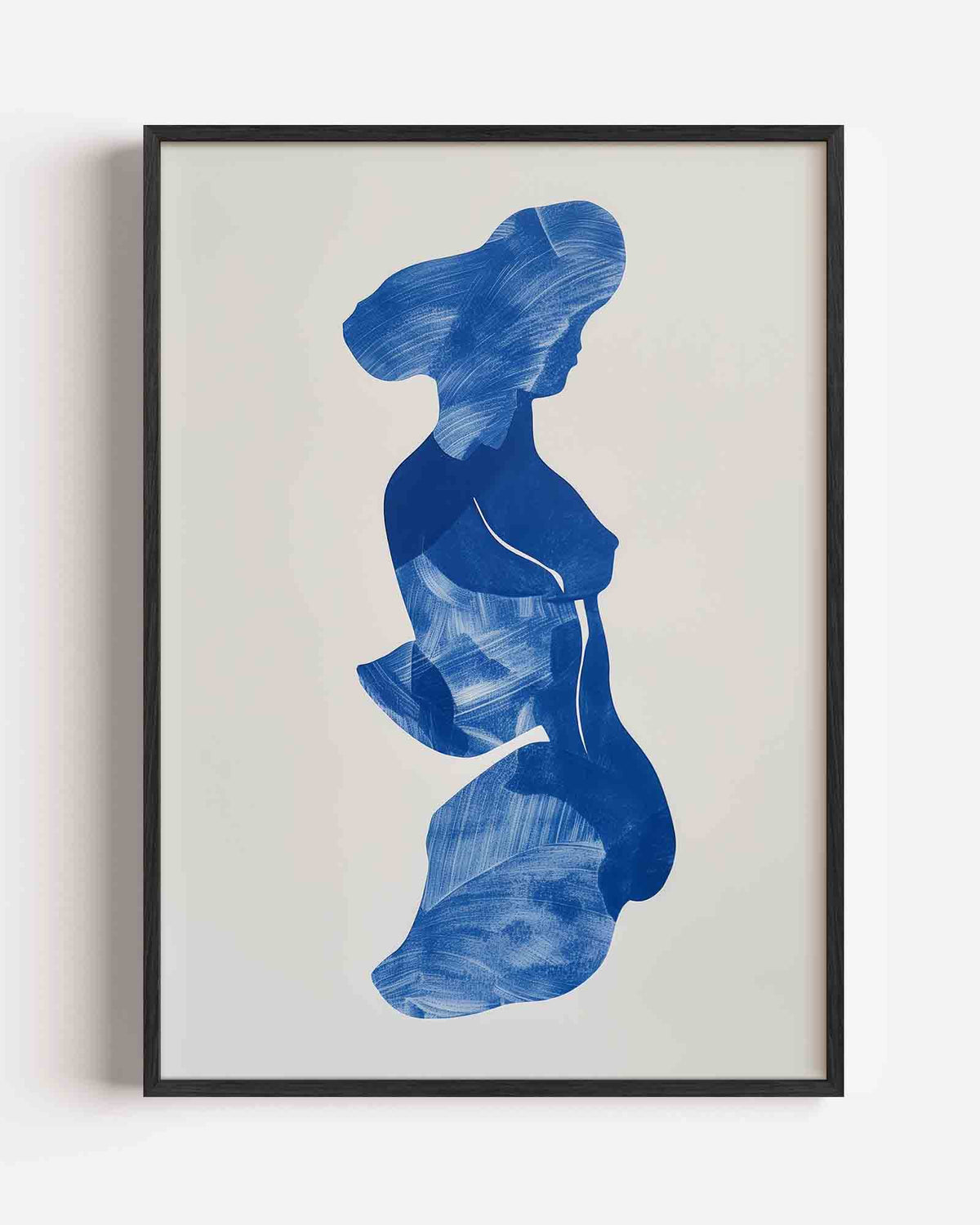 Blauwe figuur – hedendaagse illustratie portret poster als wanddecoratie