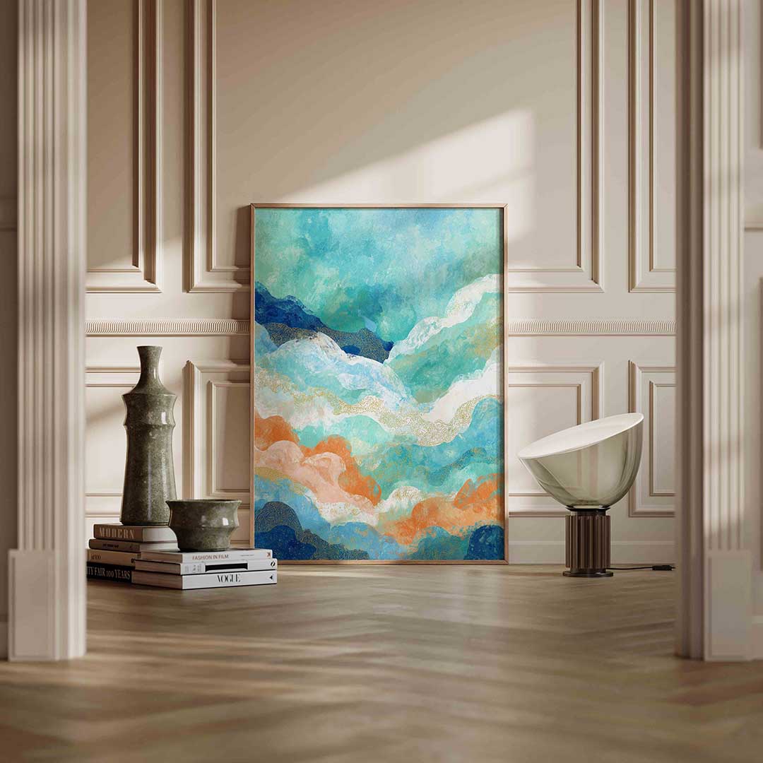 Golvende vormen – staande abstracte wanddecoratie van WallArtistic