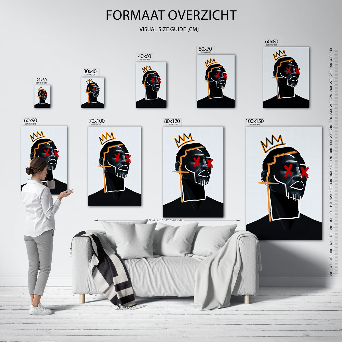 Portret met kroon – staande muurposter met Pop Art uitstraling