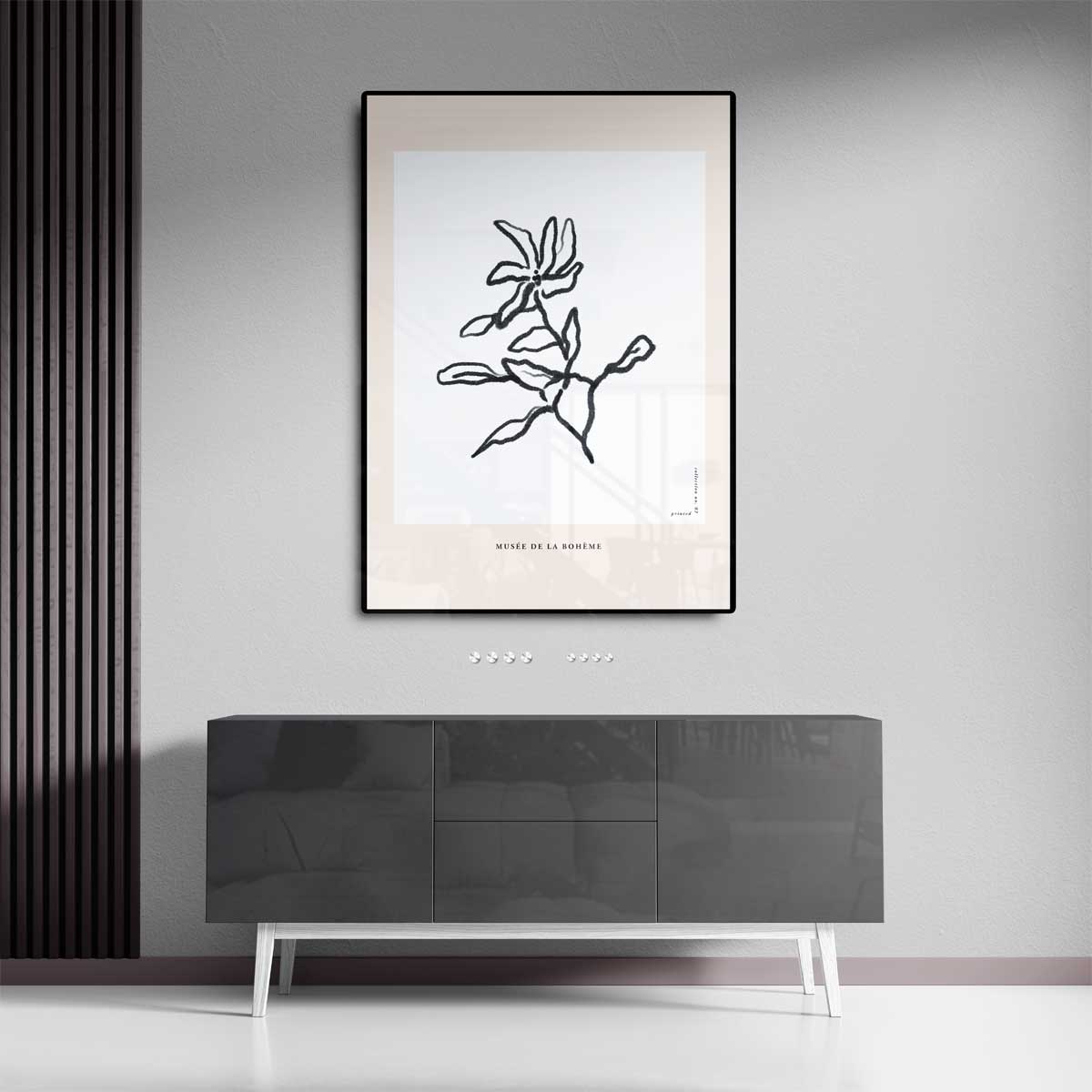 Elegante Bloemillustratie – dibond kunstwerk als wanddecoratie