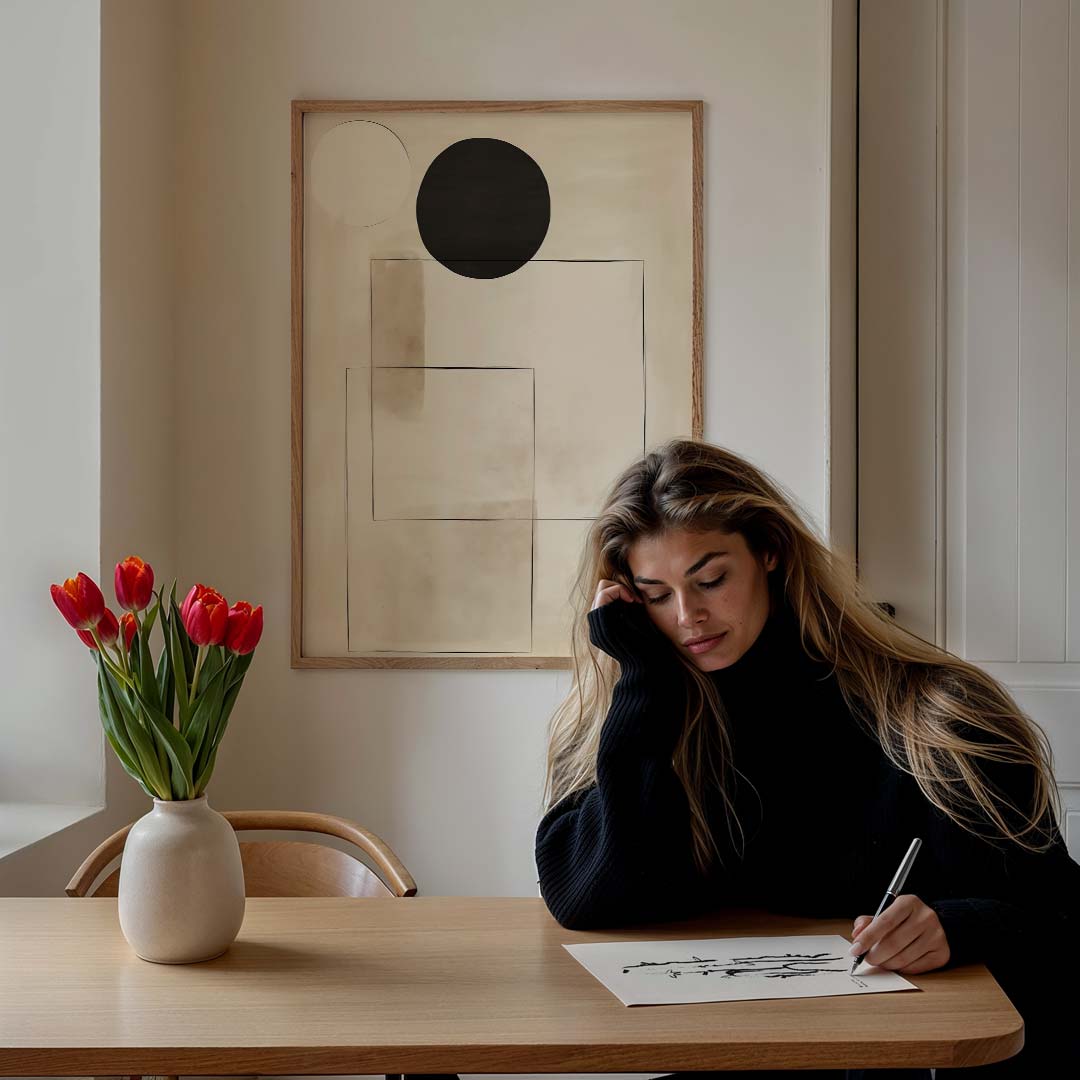 Minimalistische Geometrische Kunstposter – staande muurposter met abstracte vormen
