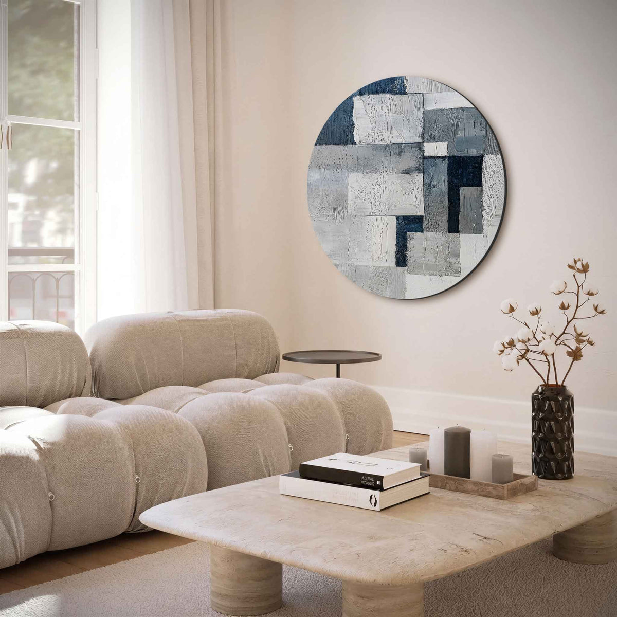 Abstracte vormen – muurcirkel met abstracte texturen voor aan de muur