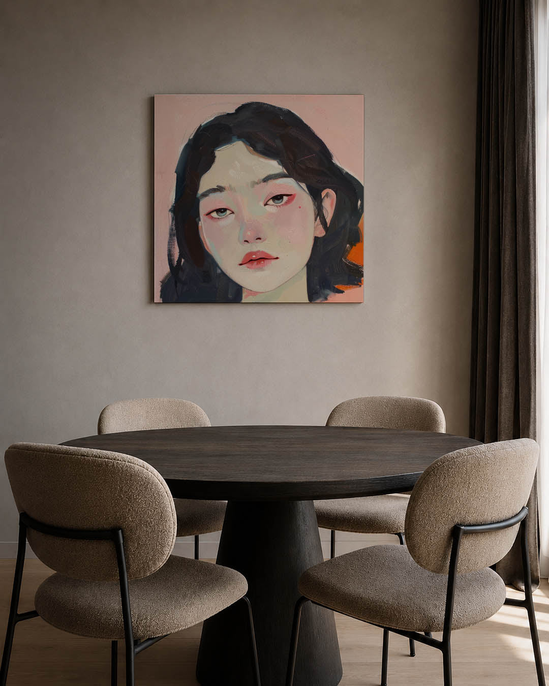 Abstract kunstwerk – tweede productweergave – een abstract kunstwerk met donkere tinten en een rustige visuele opbouw.