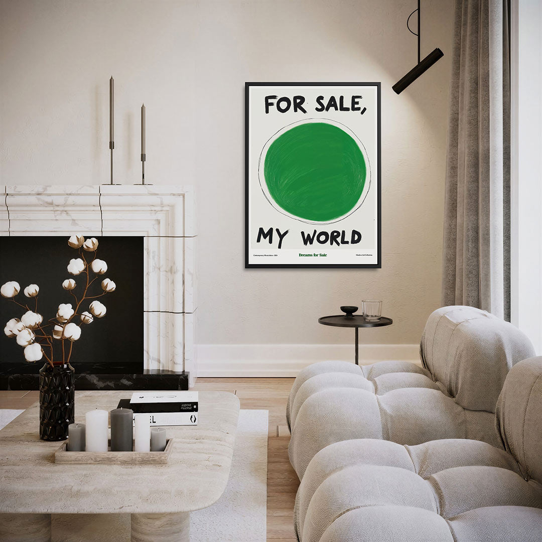 Groene cirkel tekst – moderne staande wandkunst