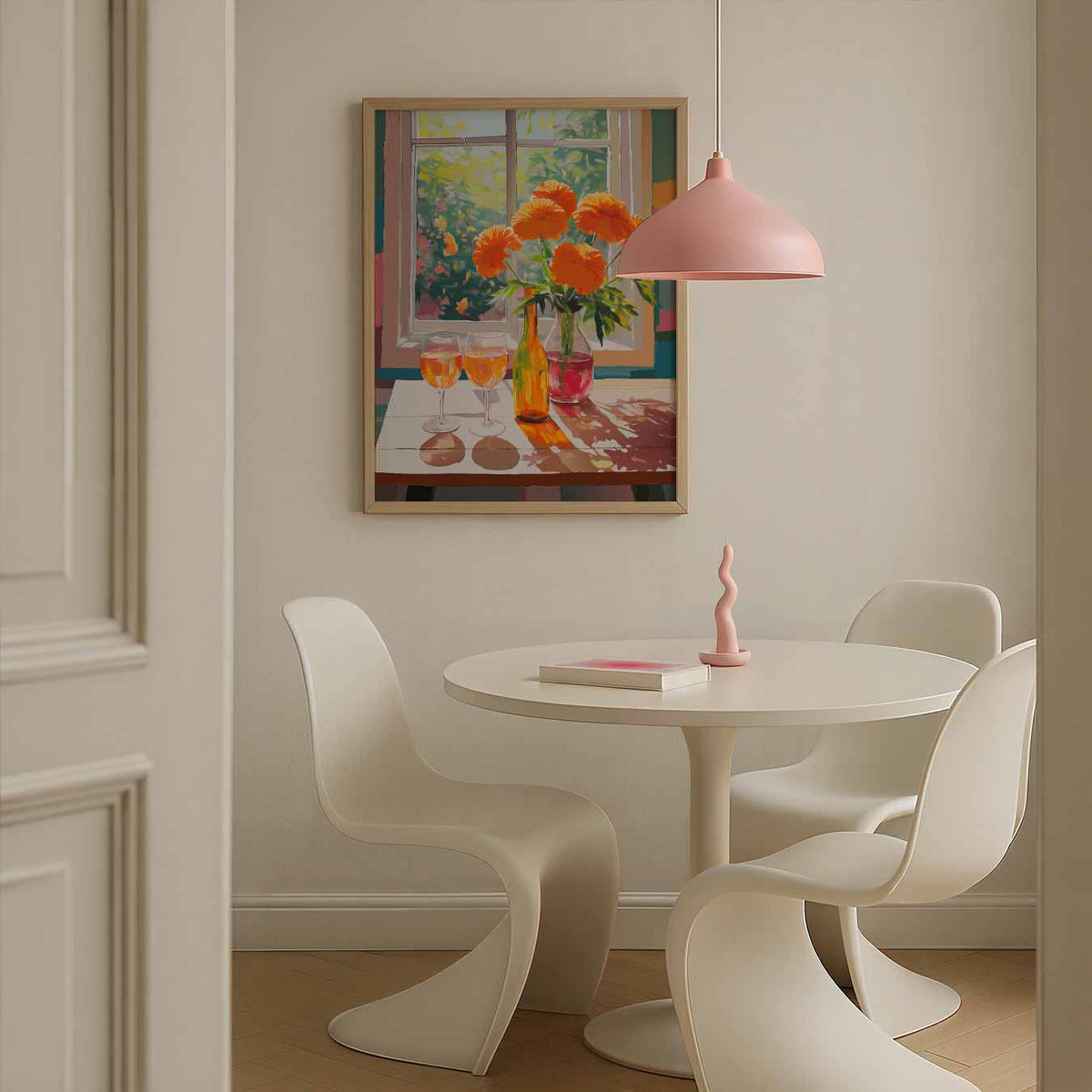 Zonnige Bloemen en Rosé – bloemen poster in staand formaat